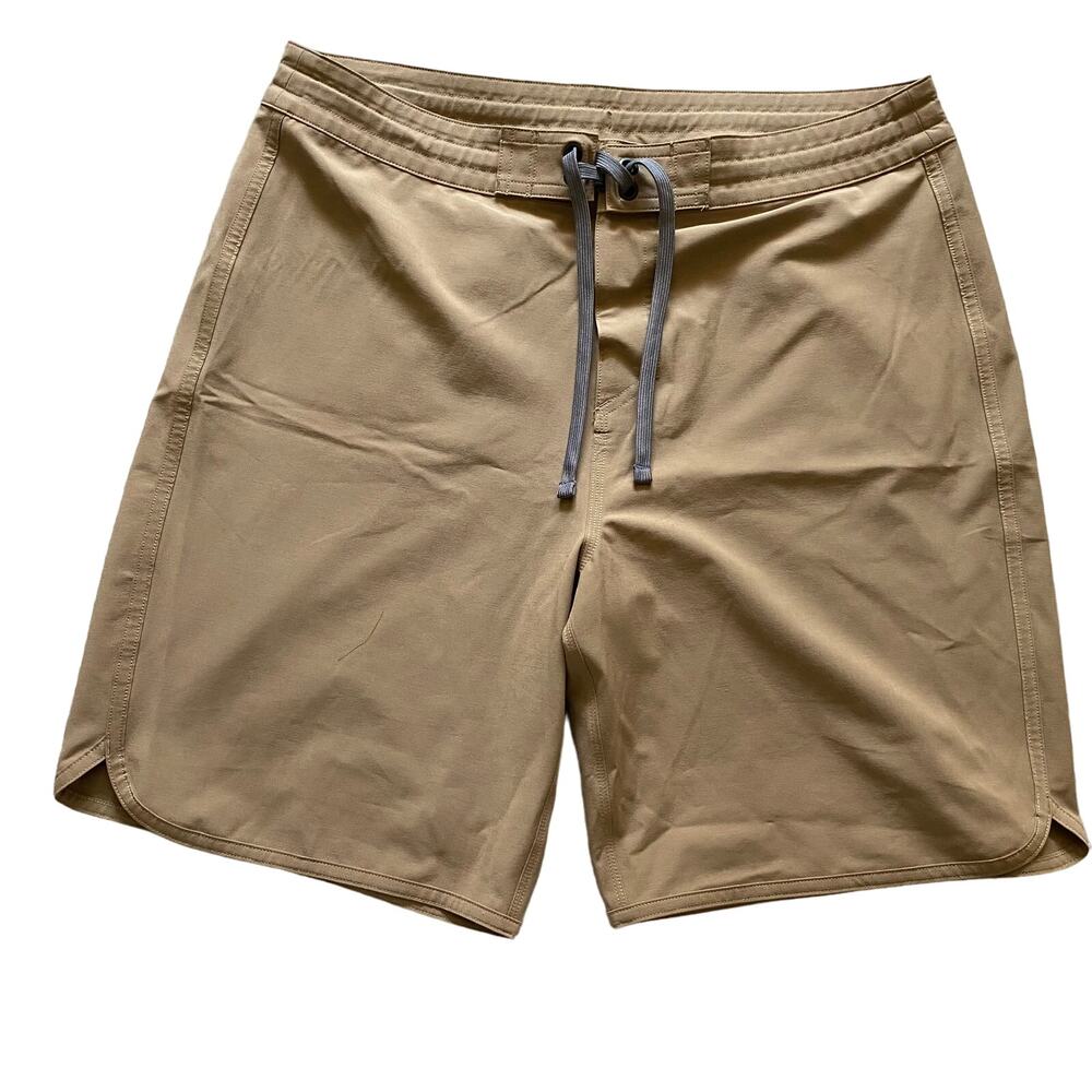 Prana Shorts Mens Tan Brown Outdoor Swim Drawstring Sz M